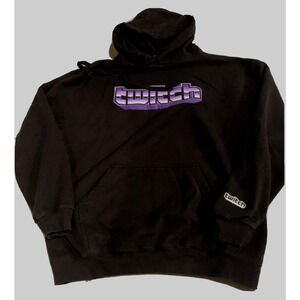 Twitch Con Hoodie Large Kangaroo Pocket SanDiego 2019 Black Pullover Sweatshirt